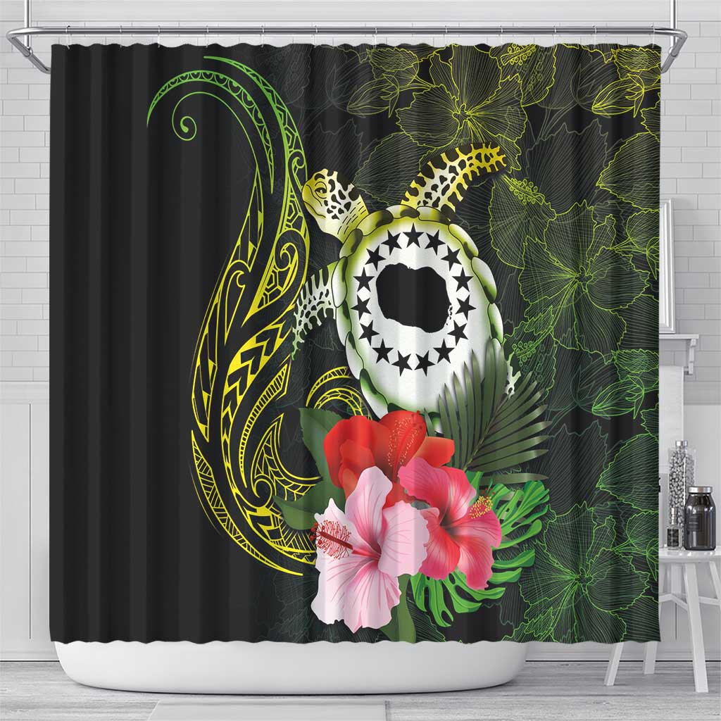 Kia Orana Cook Islands Shower Curtain Turtle and Hibiscus Polynesian Pattern LT03 - Polynesian Pride