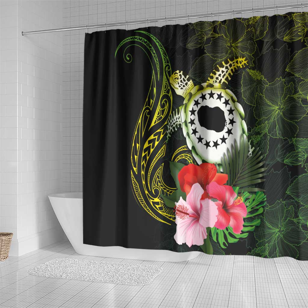 Kia Orana Cook Islands Shower Curtain Turtle and Hibiscus Polynesian Pattern LT03 - Polynesian Pride