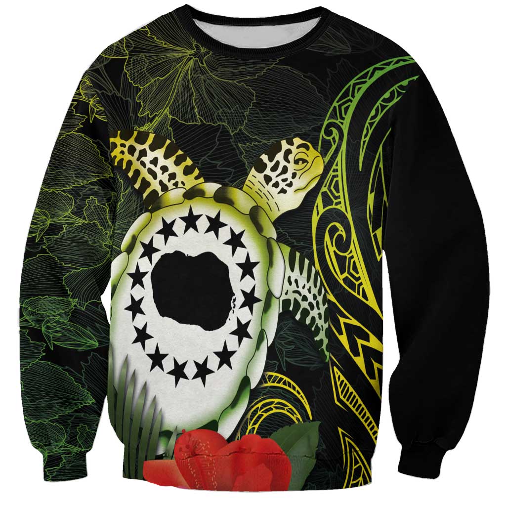 Kia Orana Cook Islands Sweatshirt Turtle and Hibiscus Polynesian Pattern LT03 Unisex Yellow - Polynesian Pride