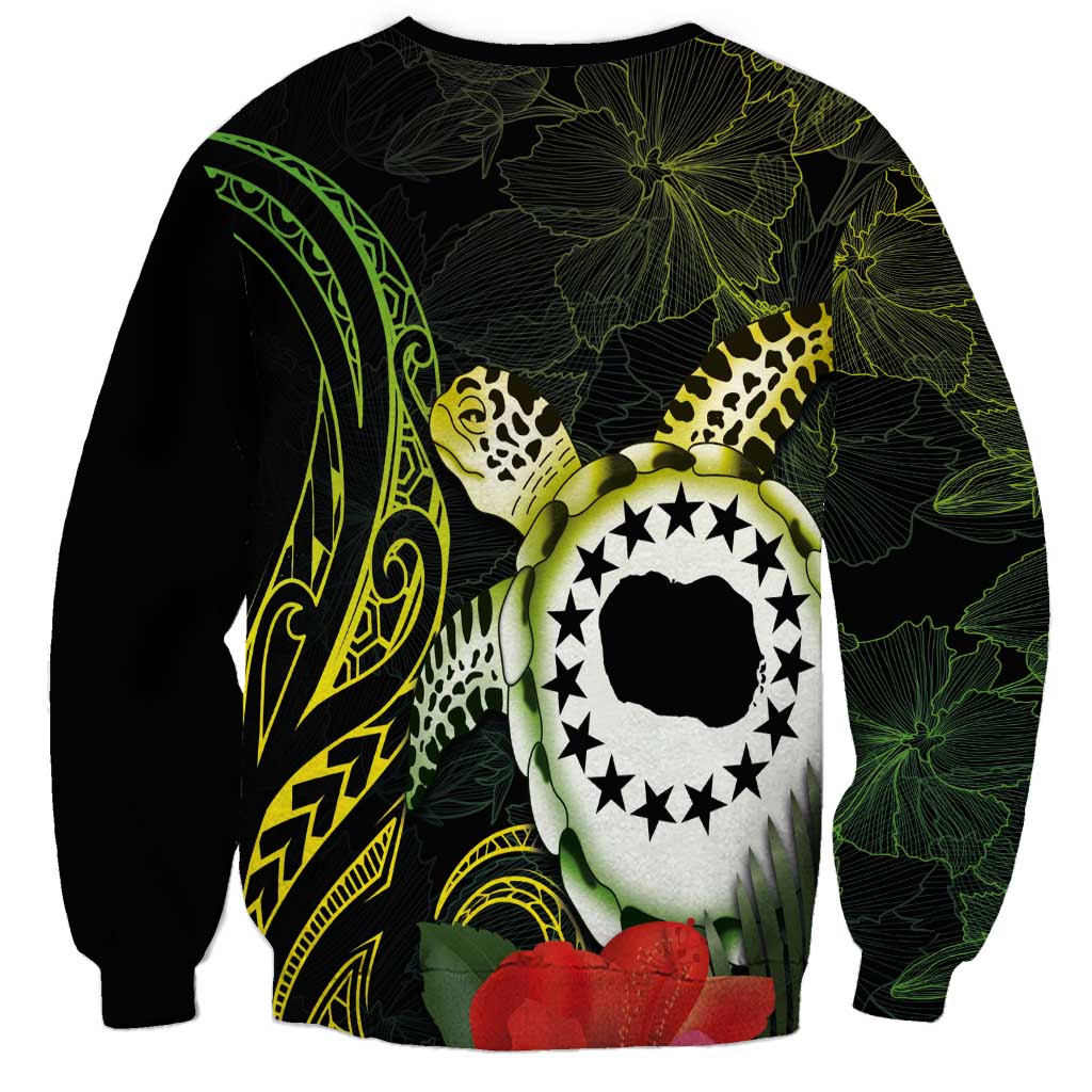 Kia Orana Cook Islands Sweatshirt Turtle and Hibiscus Polynesian Pattern