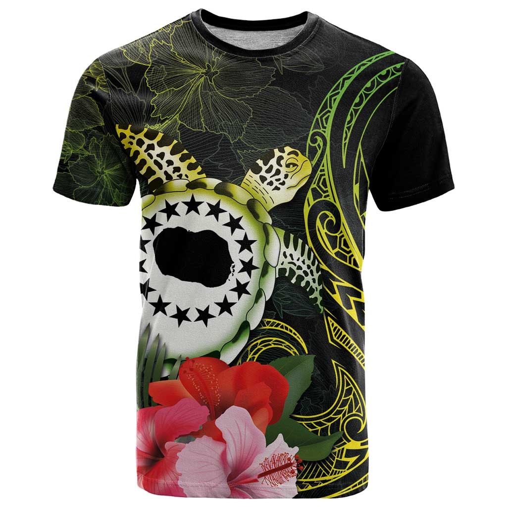 Kia Orana Cook Islands T Shirt Turtle and Hibiscus Polynesian Pattern LT03 Yellow - Polynesian Pride