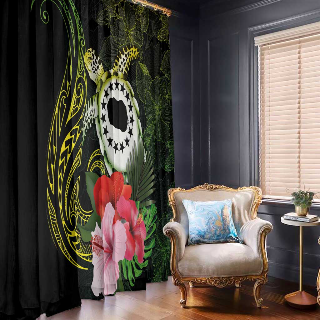 Kia Orana Cook Islands Window Curtain Turtle and Hibiscus Polynesian Pattern