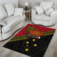 Papua new Guinea Goroka Show Area Rug Bird-of-paradise and Melanesian Tattoo Pattern