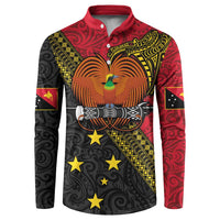 Papua new Guinea Goroka Show Button Sweatshirt Bird-of-paradise and Melanesian Tattoo Pattern