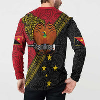 Papua new Guinea Goroka Show Button Sweatshirt Bird-of-paradise and Melanesian Tattoo Pattern