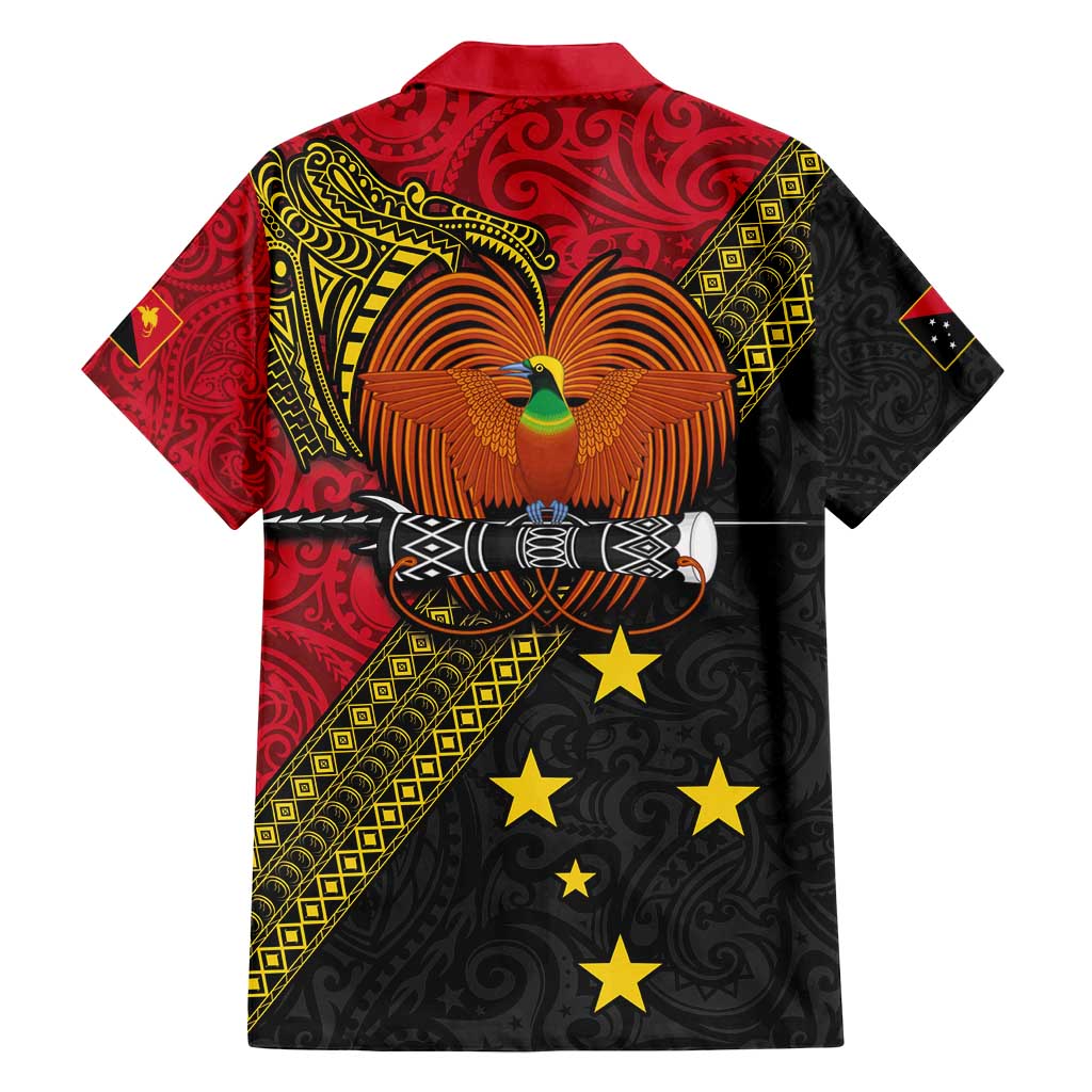 Papua new Guinea Goroka Show Family Matching Off Shoulder Maxi Dress and Hawaiian Shirt Bird-of-paradise and Melanesian Tattoo Pattern