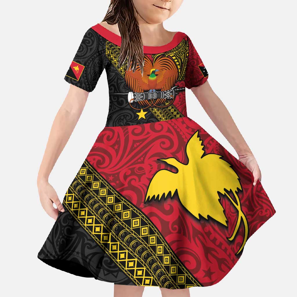 Papua new Guinea Goroka Show Family Matching Short Sleeve Bodycon Dress and Hawaiian Shirt Bird-of-paradise and Melanesian Tattoo Pattern