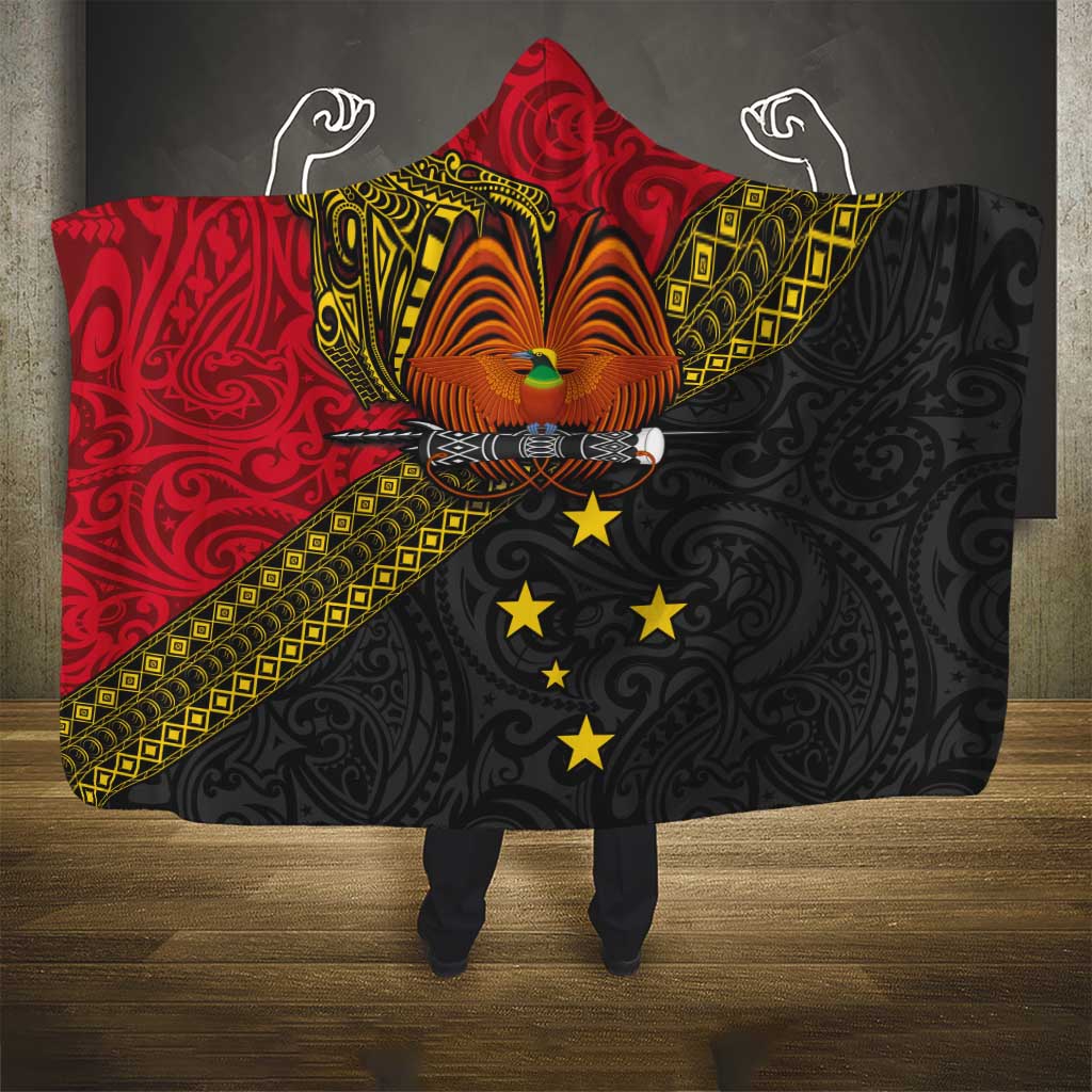 Papua new Guinea Goroka Show Hooded Blanket Bird-of-paradise and Melanesian Tattoo Pattern