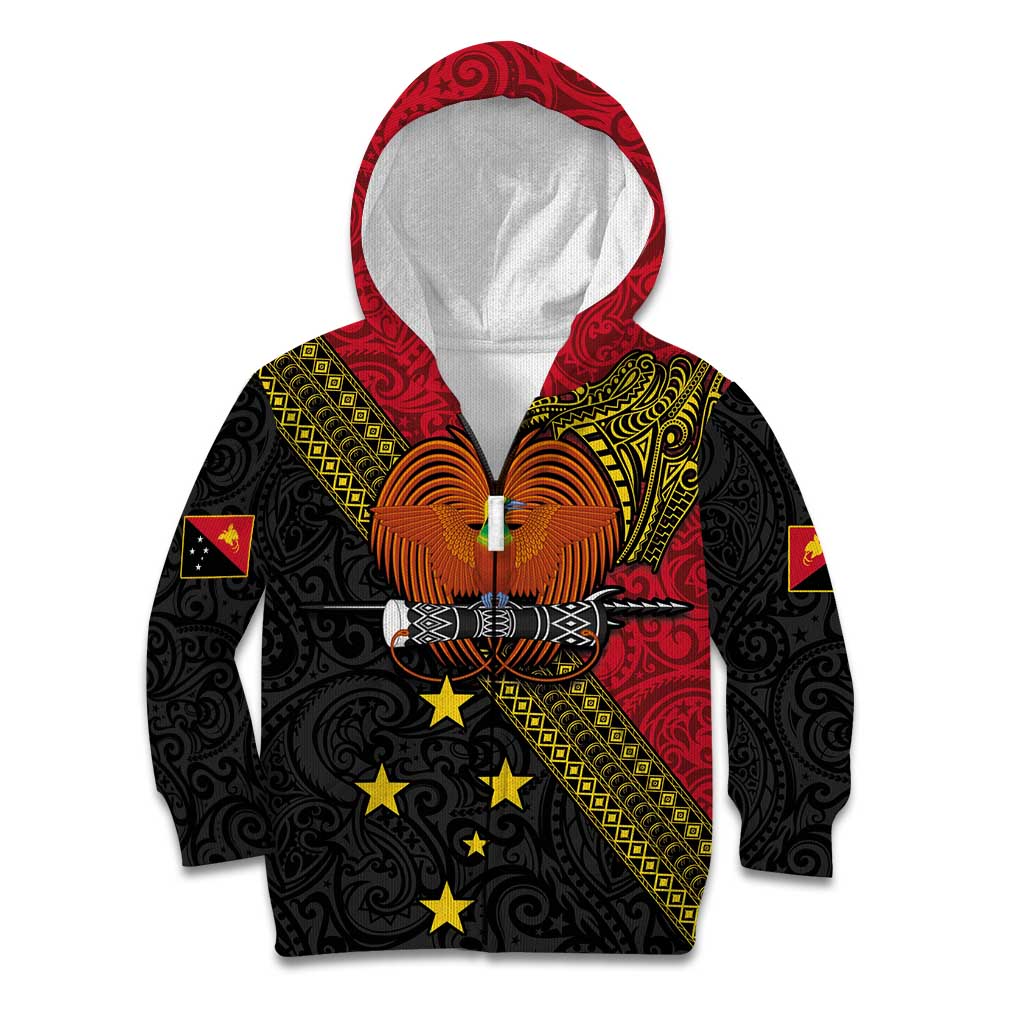 Papua new Guinea Goroka Show Kid Hoodie Bird-of-paradise and Melanesian Tattoo Pattern