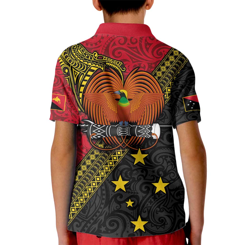 Papua new Guinea Goroka Show Kid Polo Shirt Bird-of-paradise and Melanesian Tattoo Pattern