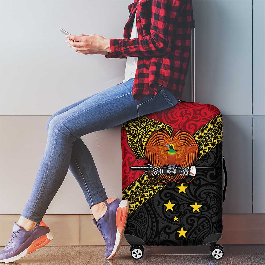 Papua new Guinea Goroka Show Luggage Cover Bird-of-paradise and Melanesian Tattoo Pattern
