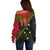 Papua new Guinea Goroka Show Off Shoulder Sweater Bird-of-paradise and Melanesian Tattoo Pattern