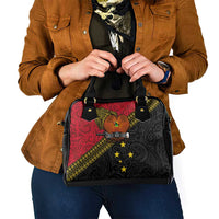 Papua New Guinea Goroka Show Shoulder Handbag Bird-of-paradise and Melanesian Tattoo Pattern LT03 - Polynesian Pride