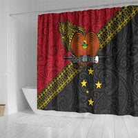 Papua New Guinea Goroka Show Shower Curtain Bird-of-paradise and Melanesian Tattoo Pattern LT03 - Polynesian Pride
