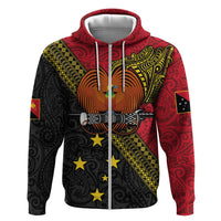 Papua new Guinea Goroka Show Zip Hoodie Bird-of-paradise and Melanesian Tattoo Pattern