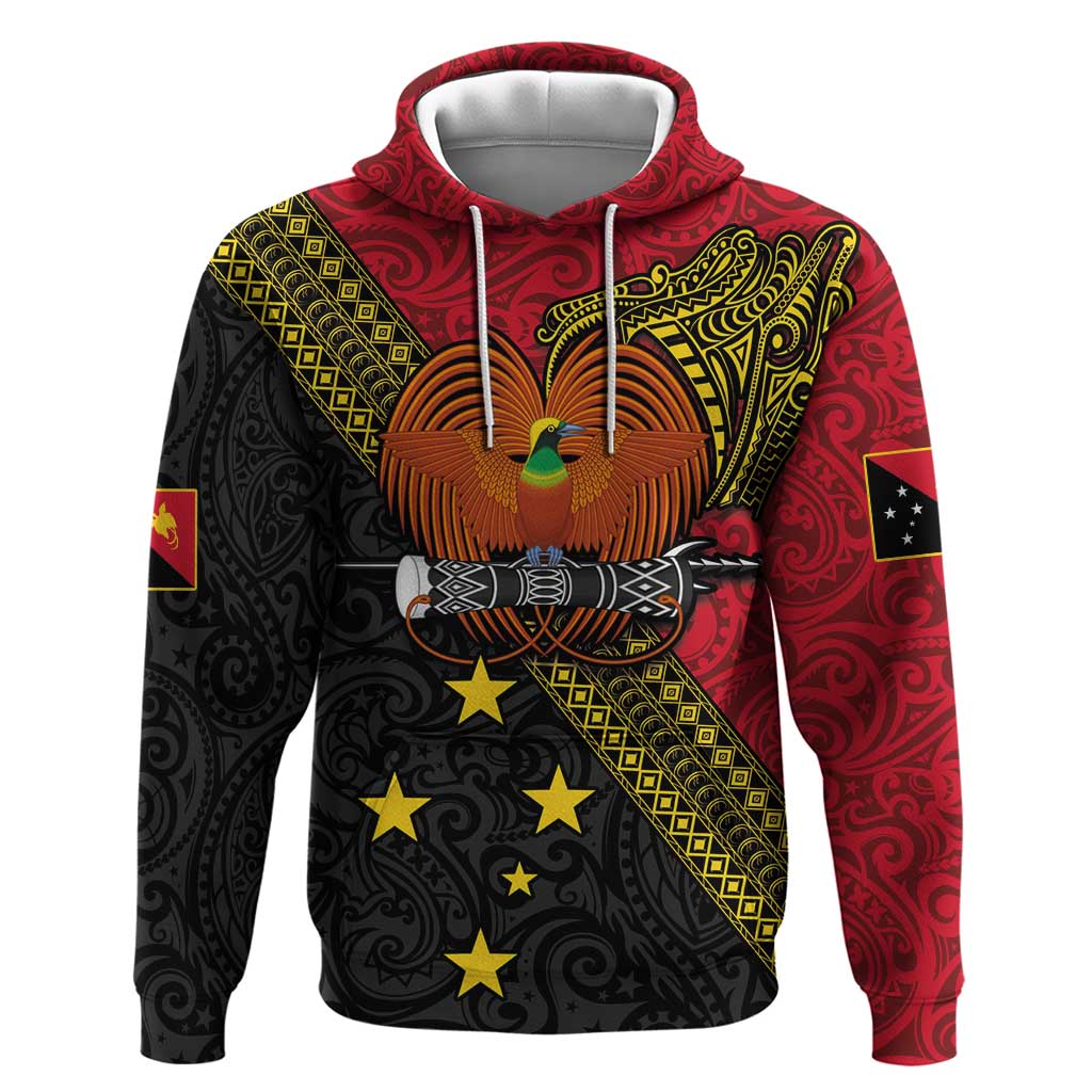 Papua new Guinea Goroka Show Zip Hoodie Bird-of-paradise and Melanesian Tattoo Pattern