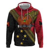 Papua new Guinea Goroka Show Zip Hoodie Bird-of-paradise and Melanesian Tattoo Pattern