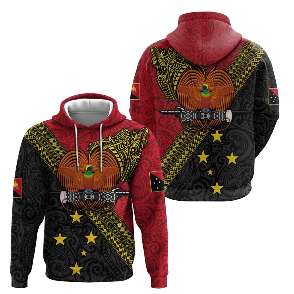 Papua new Guinea Goroka Show Zip Hoodie Bird-of-paradise and Melanesian Tattoo Pattern