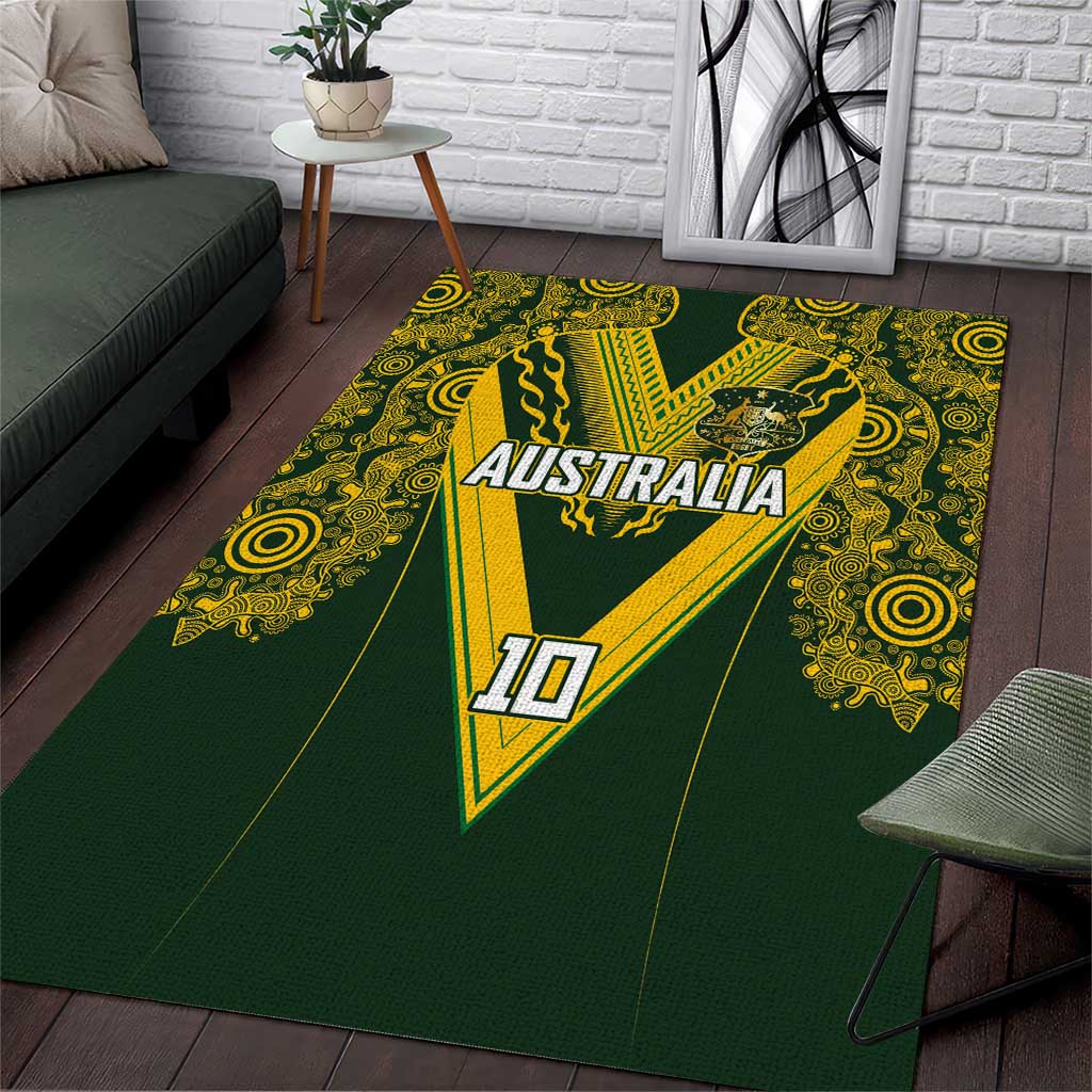 Australia Rugby Custom Area Rug Aboriginal Art Sporty Style - Polynesian Pride