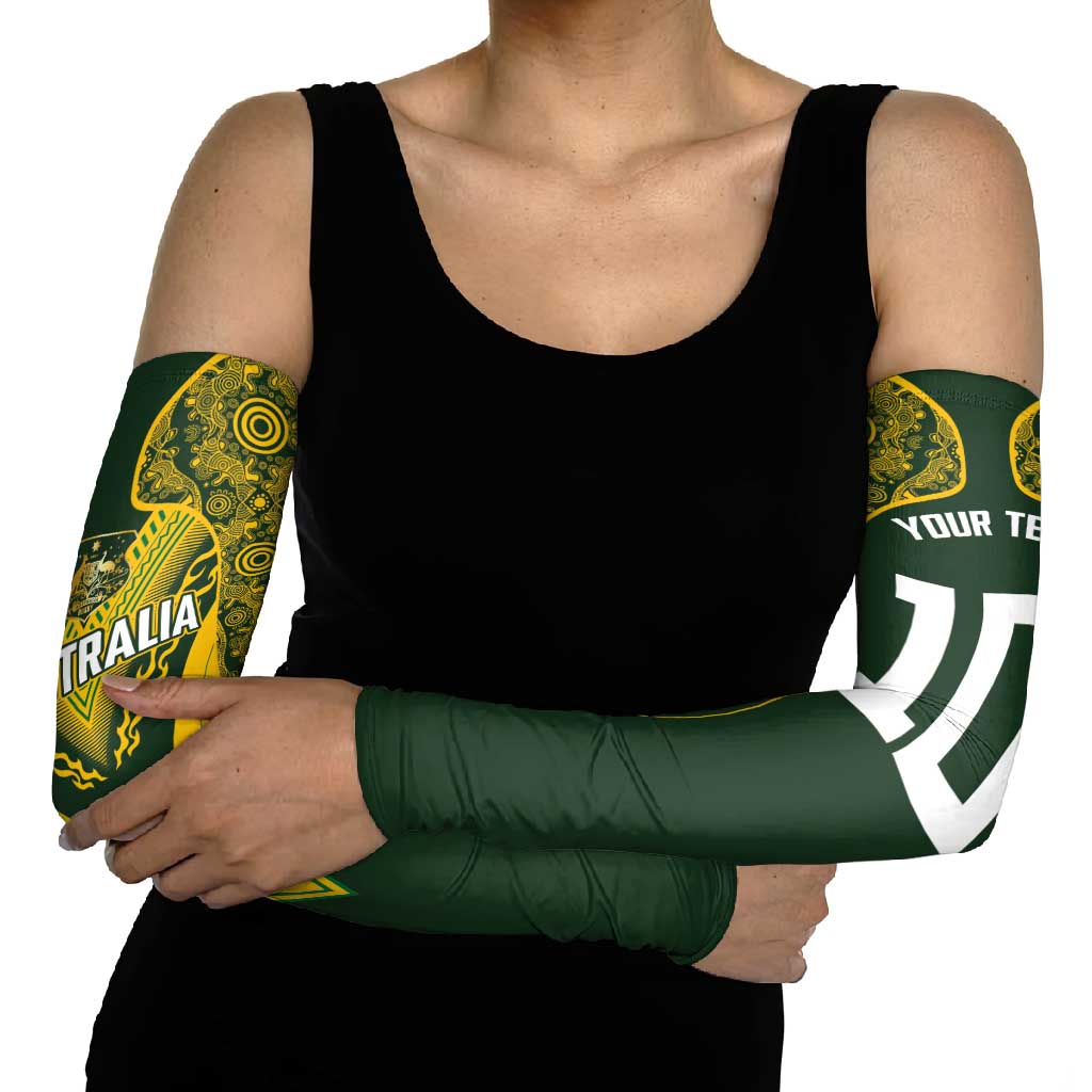 Australia Rugby Custom Arm Sleeves Aboriginal Art Sporty Style - Polynesian Pride