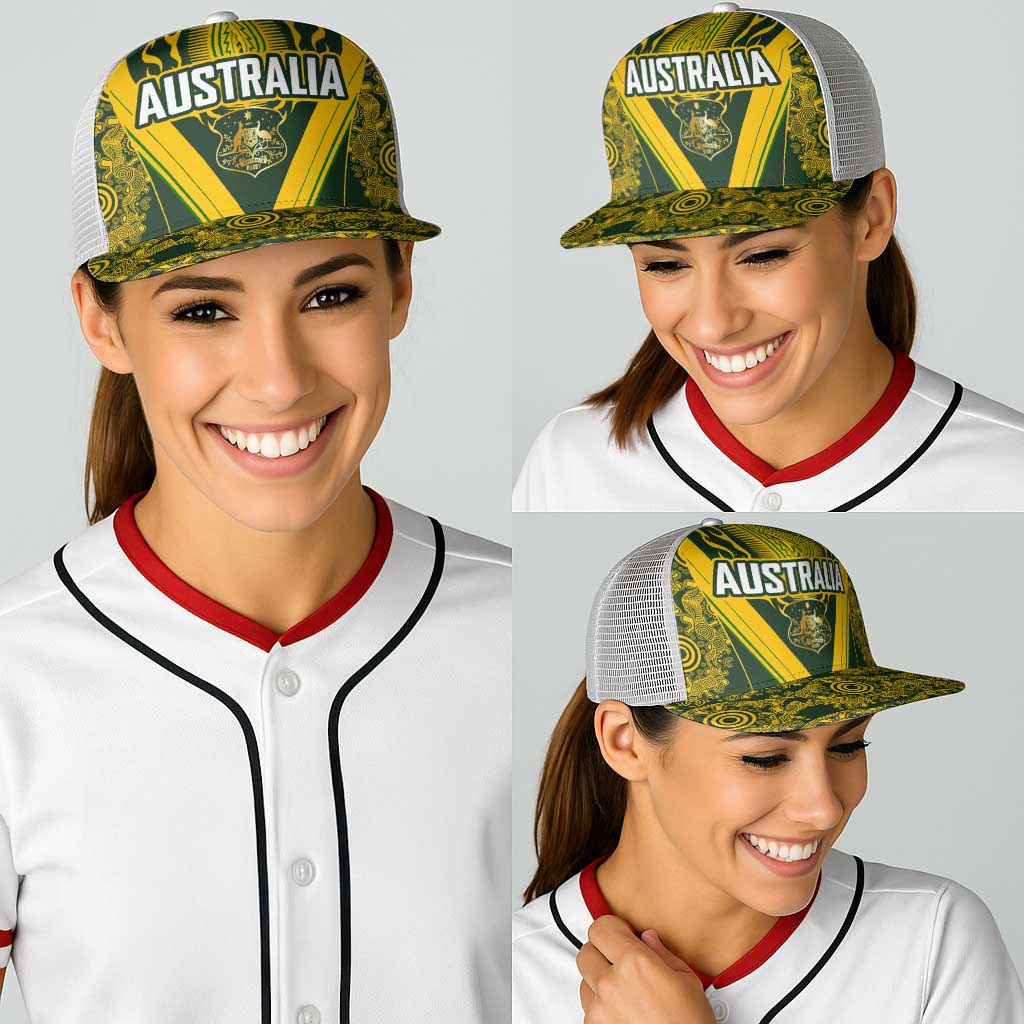 Australia Rugby Baseball Net Cap Aboriginal Art Sporty Style - Polynesian Pride