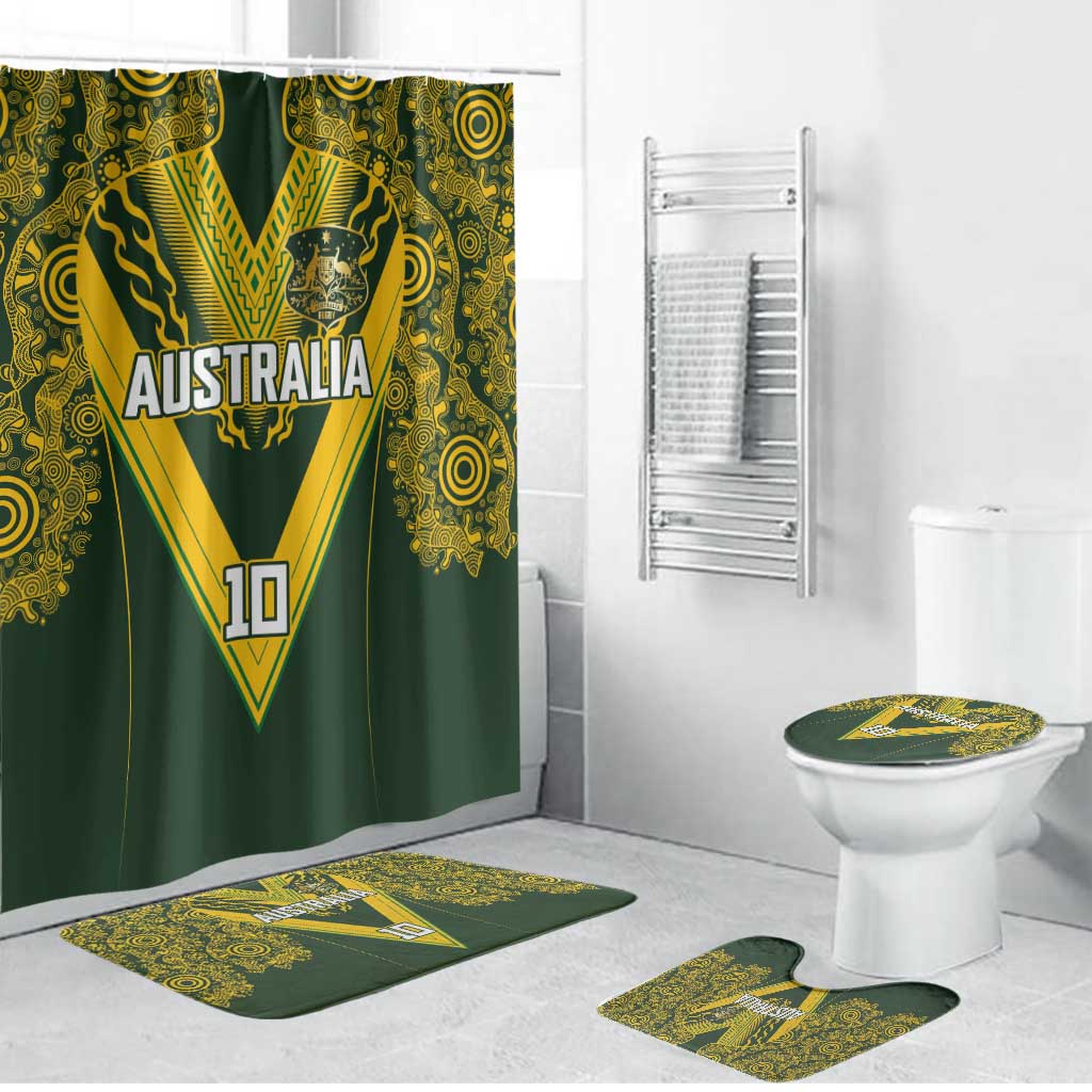Australia Rugby Custom Bathroom Set Aboriginal Art Sporty Style - Polynesian Pride