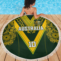 Australia Rugby Custom Beach Blanket Aboriginal Art Sporty Style - Polynesian Pride