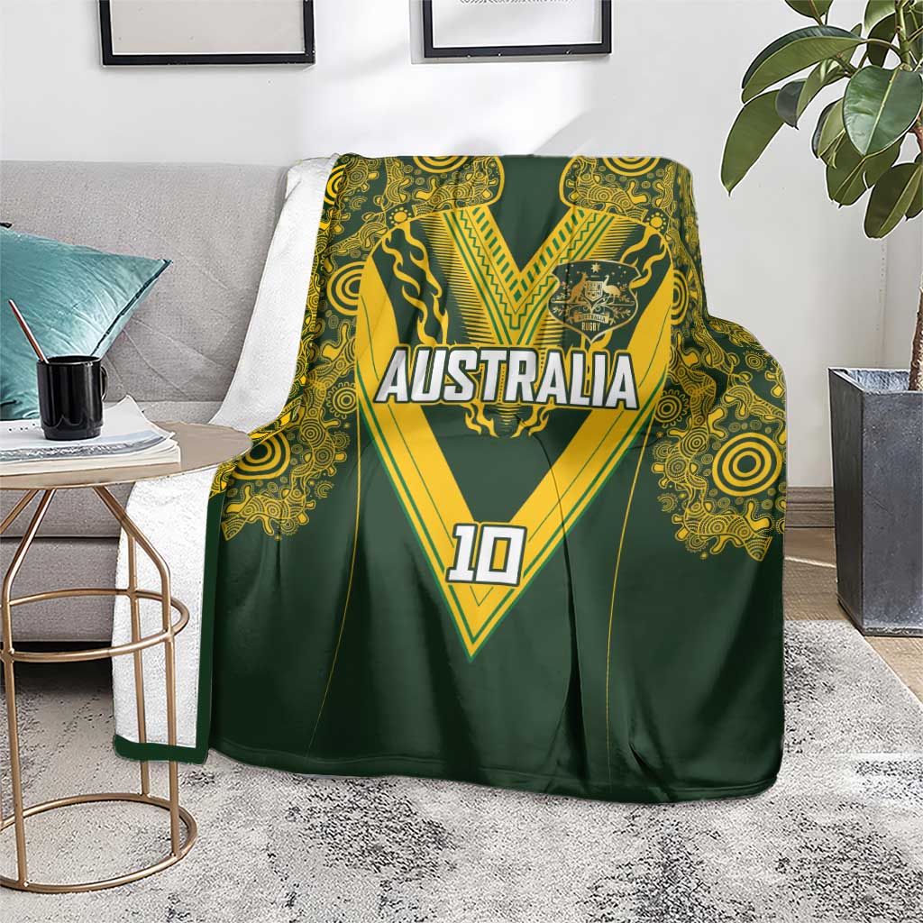 Australia Rugby Custom Blanket Aboriginal Art Sporty Style - Polynesian Pride