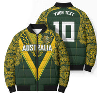 Australia Rugby Custom Bomber Puffer Jacket Aboriginal Art Sporty Style - Polynesian Pride