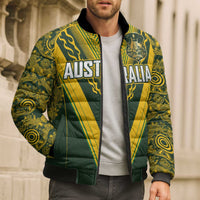 Australia Rugby Custom Bomber Puffer Jacket Aboriginal Art Sporty Style - Polynesian Pride