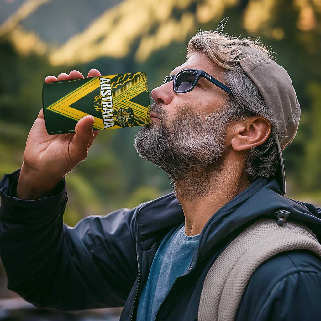 Australia Rugby Custom 4 in 1 Can Cooler Tumbler Aboriginal Art Sporty Style - Polynesian Pride