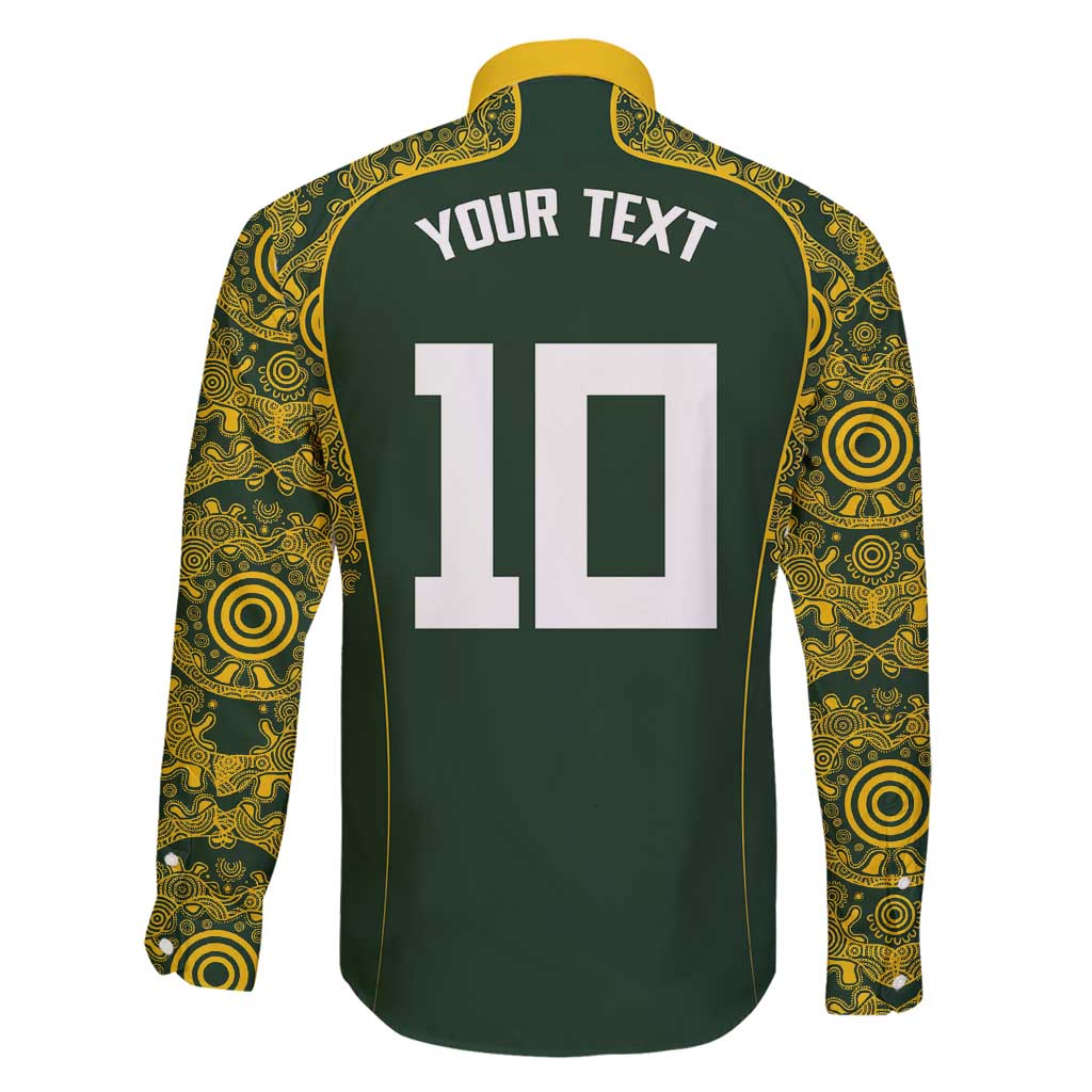 Australia Rugby Custom Family Matching Mermaid Dress and Hawaiian Shirt Aboriginal Art Sporty Style - Polynesian Pride