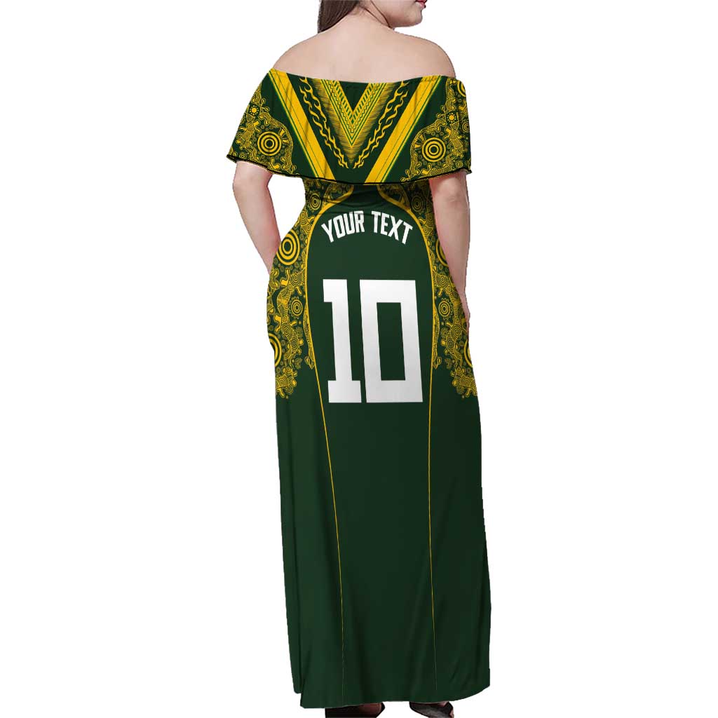 Australia Rugby Custom Family Matching Off Shoulder Maxi Dress and Hawaiian Shirt Aboriginal Art Sporty Style - Polynesian Pride
