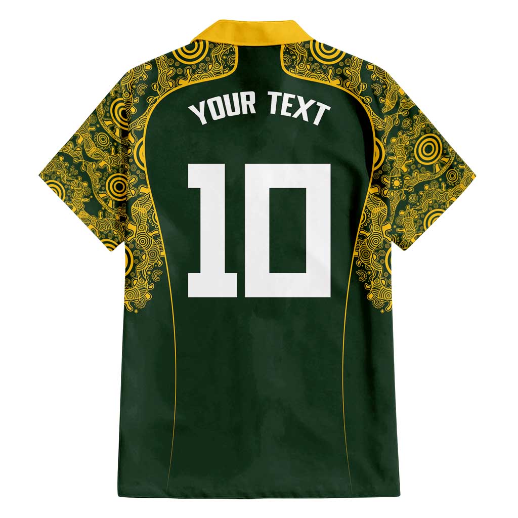 Australia Rugby Custom Family Matching Off Shoulder Short Dress and Hawaiian Shirt Aboriginal Art Sporty Style - Polynesian Pride