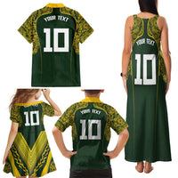 Australia Rugby Custom Family Matching Tank Maxi Dress and Hawaiian Shirt Aboriginal Art Sporty Style - Polynesian Pride