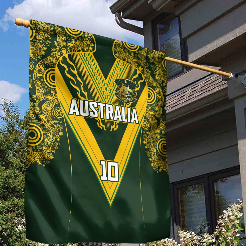 Australia Rugby Custom Garden Flag Aboriginal Art Sporty Style - Polynesian Pride