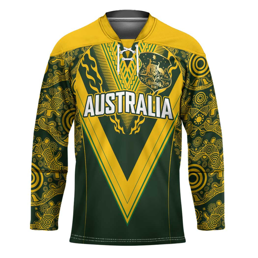 Australia Rugby Custom Hockey Jersey Aboriginal Art Sporty Style - Polynesian Pride