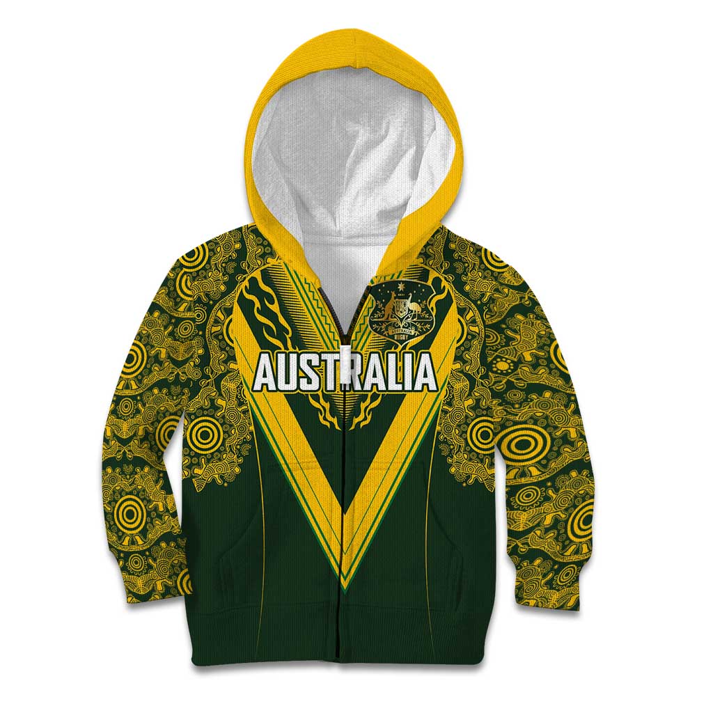 Australia Rugby Custom Kid Hoodie Aboriginal Art Sporty Style - Polynesian Pride