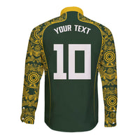 Australia Rugby Custom Long Sleeve Button Shirt Aboriginal Art Sporty Style - Polynesian Pride