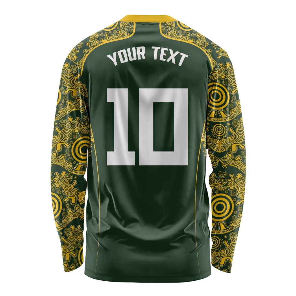 Australia Rugby Custom Long Sleeve Shirt Aboriginal Art Sporty Style - Polynesian Pride