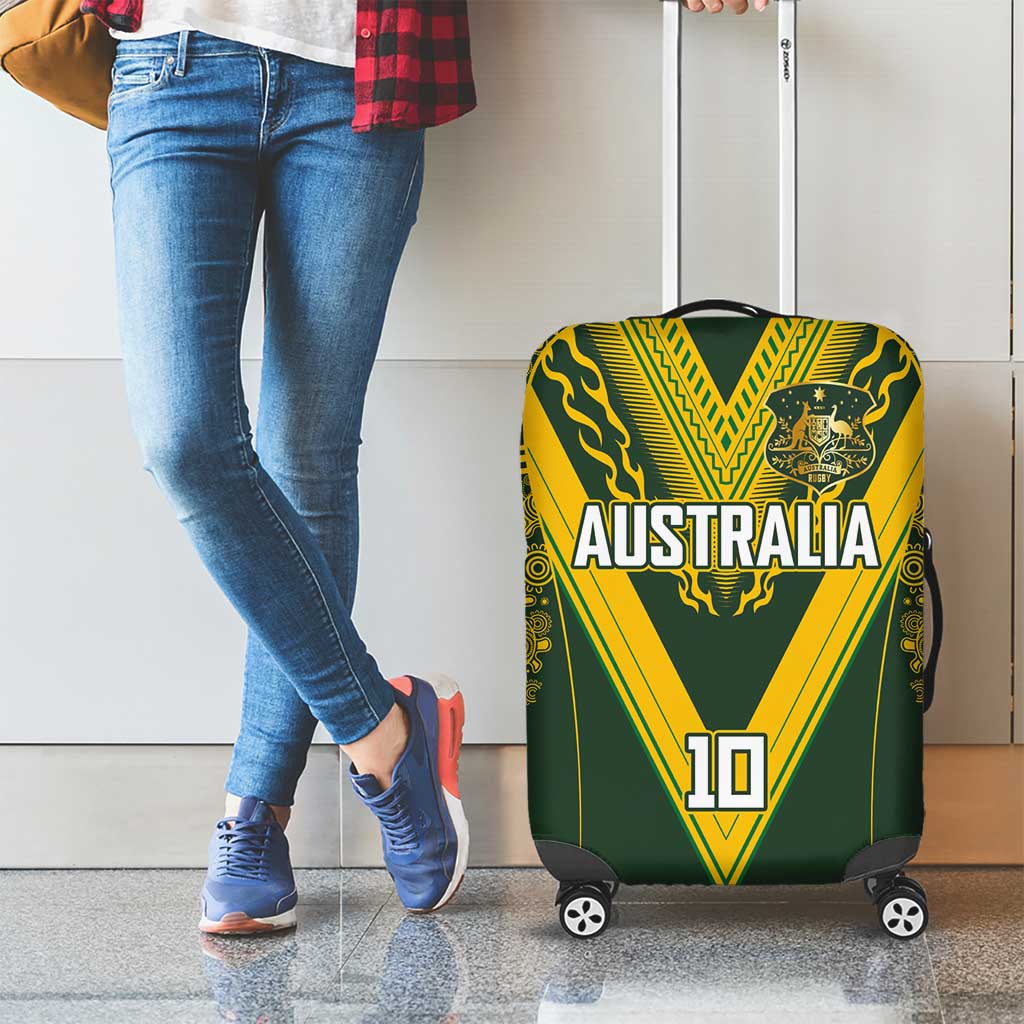Australia Rugby Custom Luggage Cover Aboriginal Art Sporty Style - Polynesian Pride