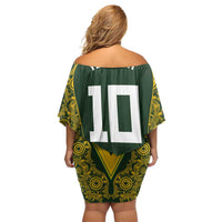 Australia Rugby Custom Off Shoulder Short Dress Aboriginal Art Sporty Style - Polynesian Pride