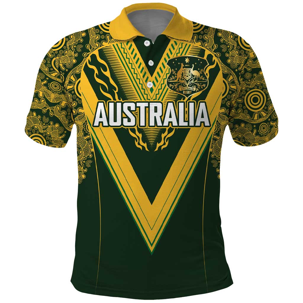 Australia Rugby Custom Polo Shirt Aboriginal Art Sporty Style - Polynesian Pride