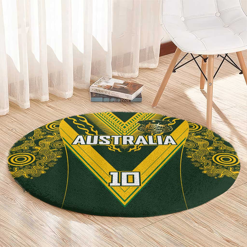 Australia Rugby Custom Round Carpet Aboriginal Art Sporty Style - Polynesian Pride