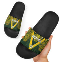 Australia Rugby Custom Slide Sandals Aboriginal Art Sporty Style - Polynesian Pride