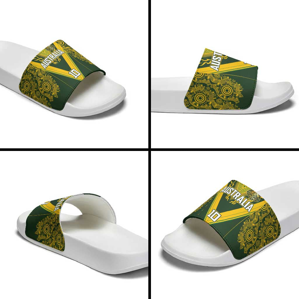 Australia Rugby Custom Slide Sandals Aboriginal Art Sporty Style - Polynesian Pride