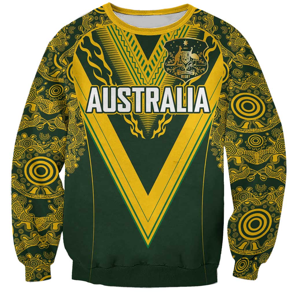 Australia Rugby Custom Sweatshirt Aboriginal Art Sporty Style - Polynesian Pride
