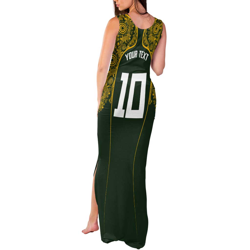 Australia Rugby Custom Tank Maxi Dress Aboriginal Art Sporty Style - Polynesian Pride