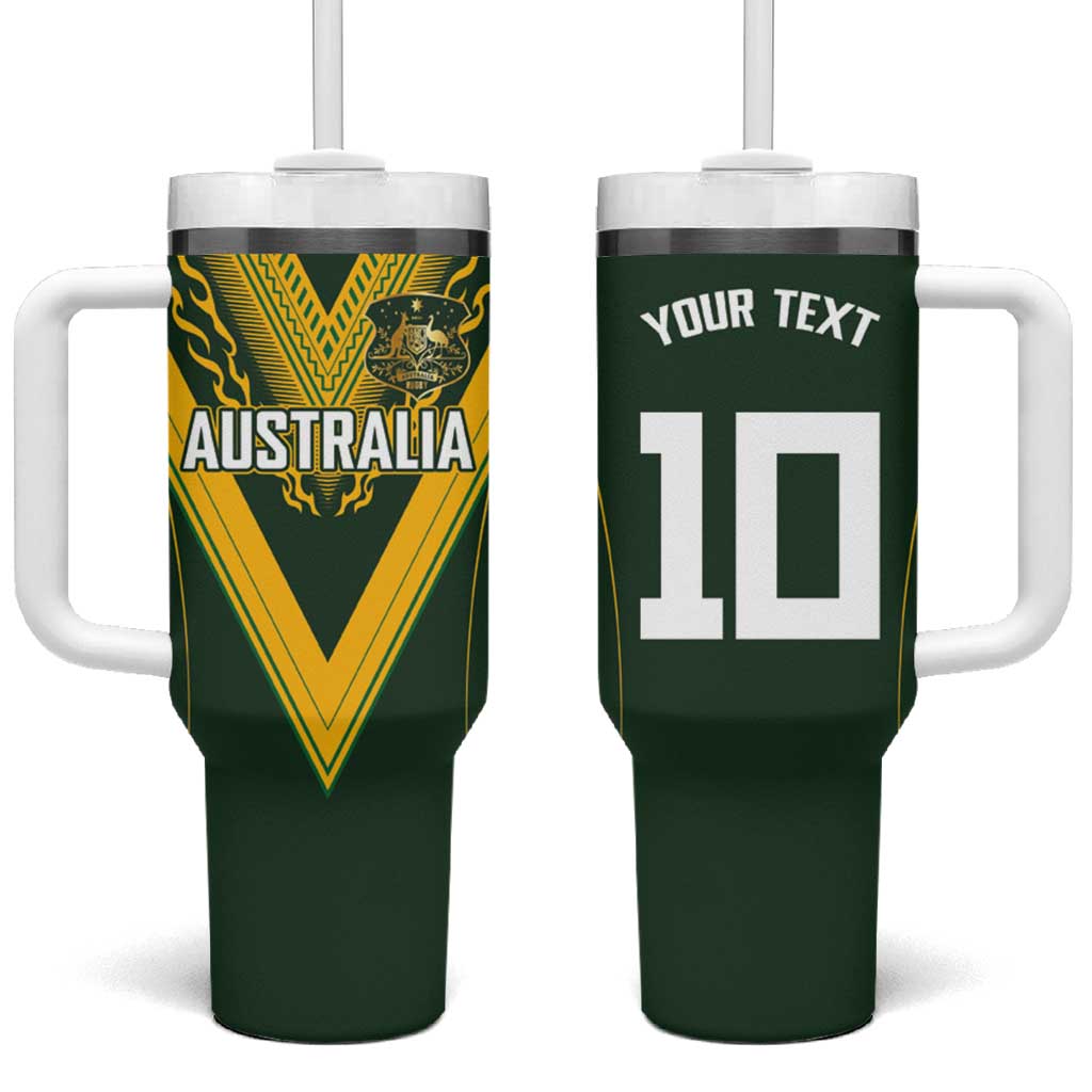 Australia Rugby Custom Tumbler With Handle Aboriginal Art Sporty Style - Polynesian Pride