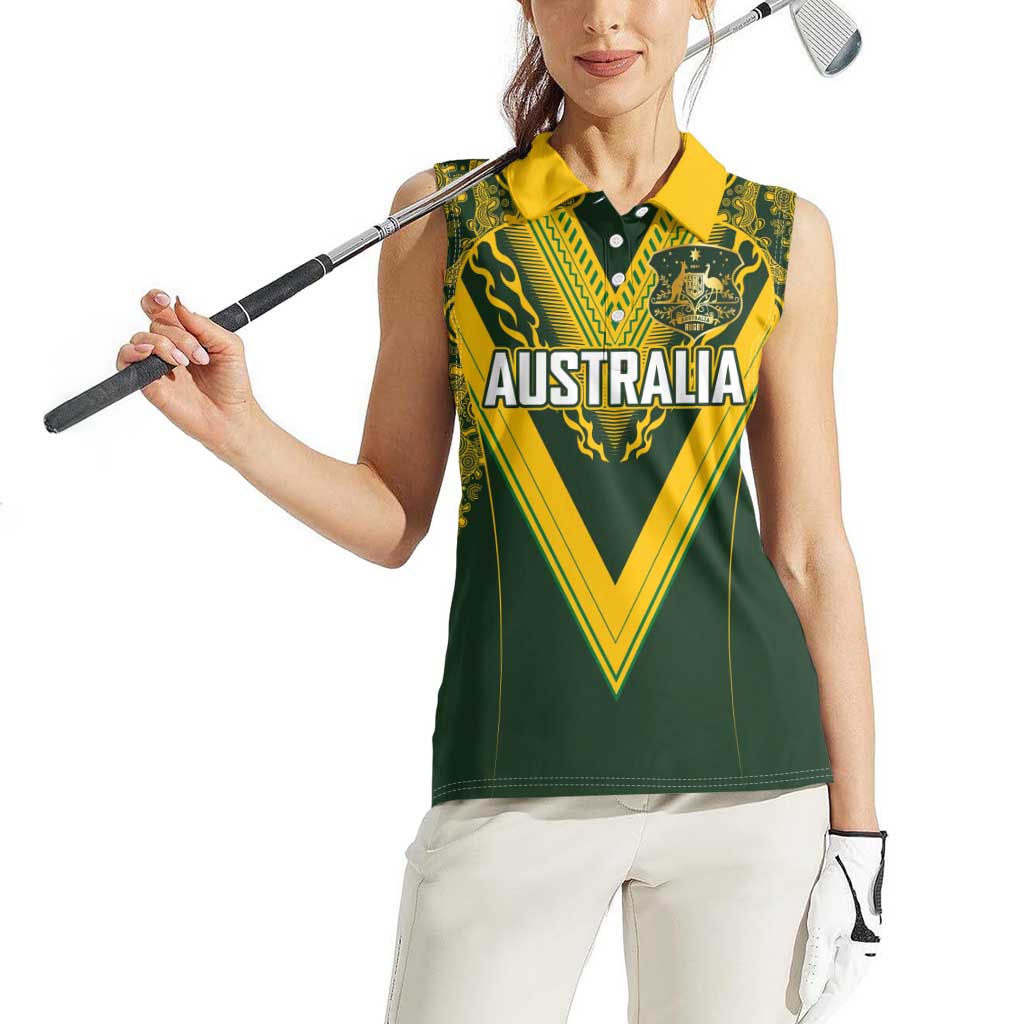 Australia Rugby Custom Women Sleeveless Polo Shirt Aboriginal Art Sporty Style - Polynesian Pride